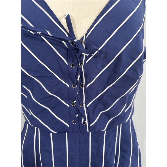 BB Dakota‎ Jumpsuit Womens 6 Navy Stipped Scout Ellipsis V Neck Pinstripe - Picture 8 of 13